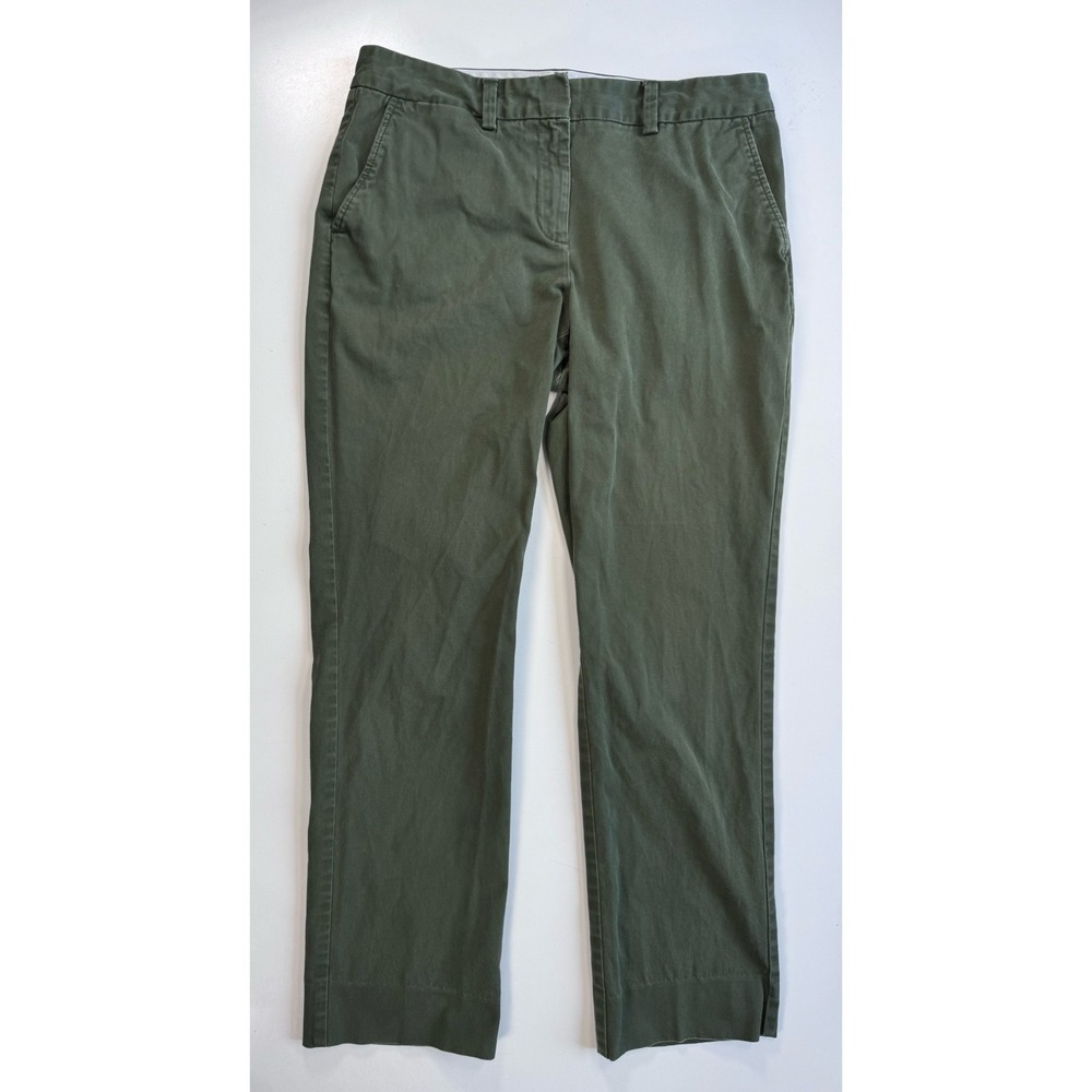 LANDS END Mid-Rise Straight Leg Chino Pant Womens 8 Green